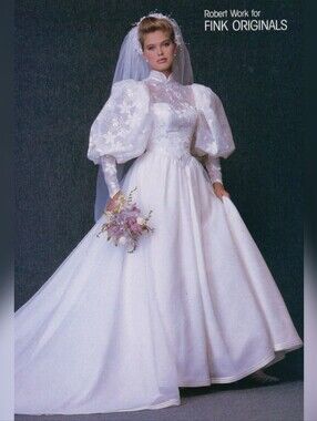 Unbranded Vintage 80s long sleeve Wedding Dress sz 6